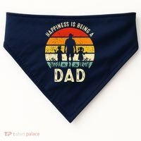 Happiness Is Being A Dad Father's Day Retro Sunset USA-Made Doggie Bandana thumb 0
