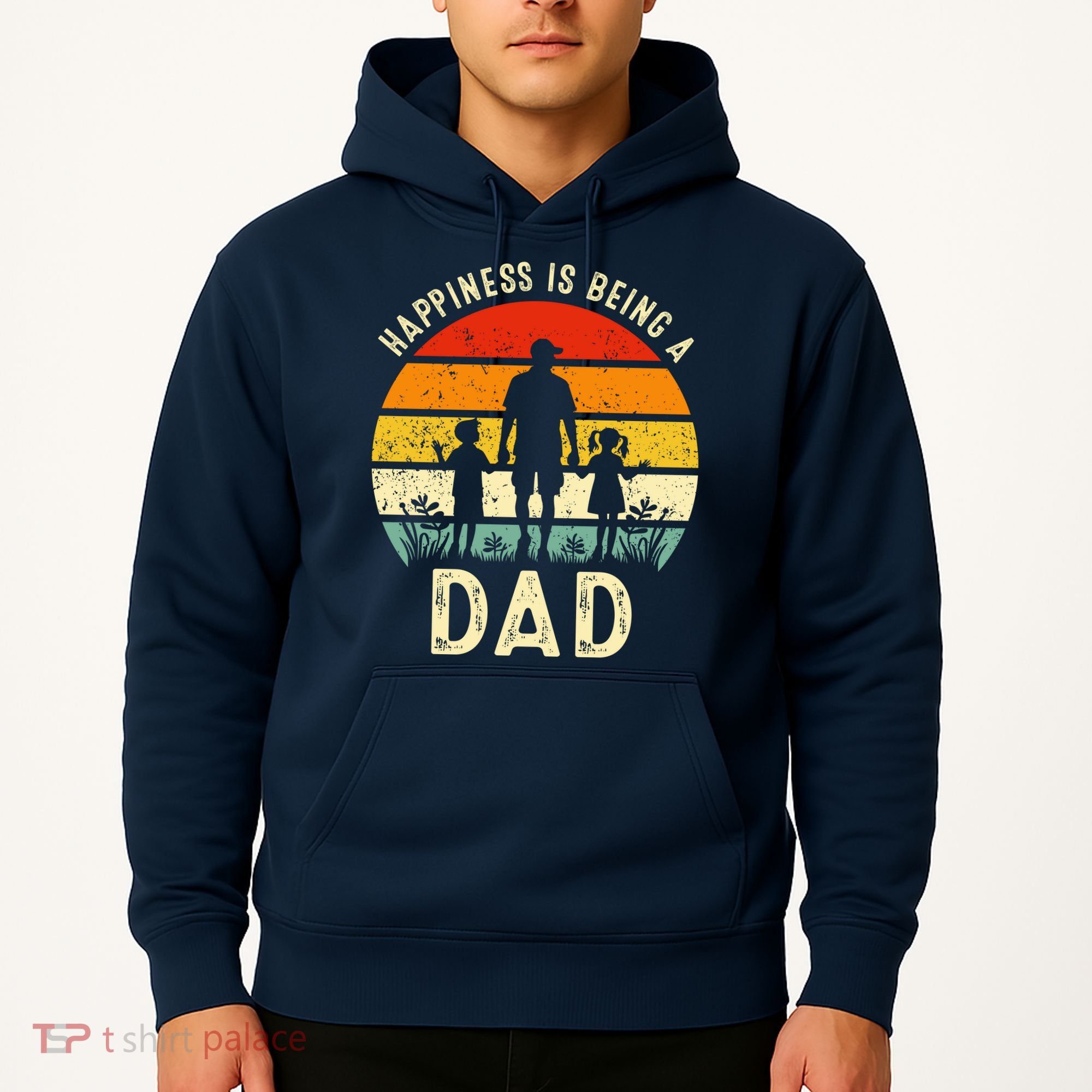 Happiness Is Being A Dad Father's Day Retro Sunset Hoodie