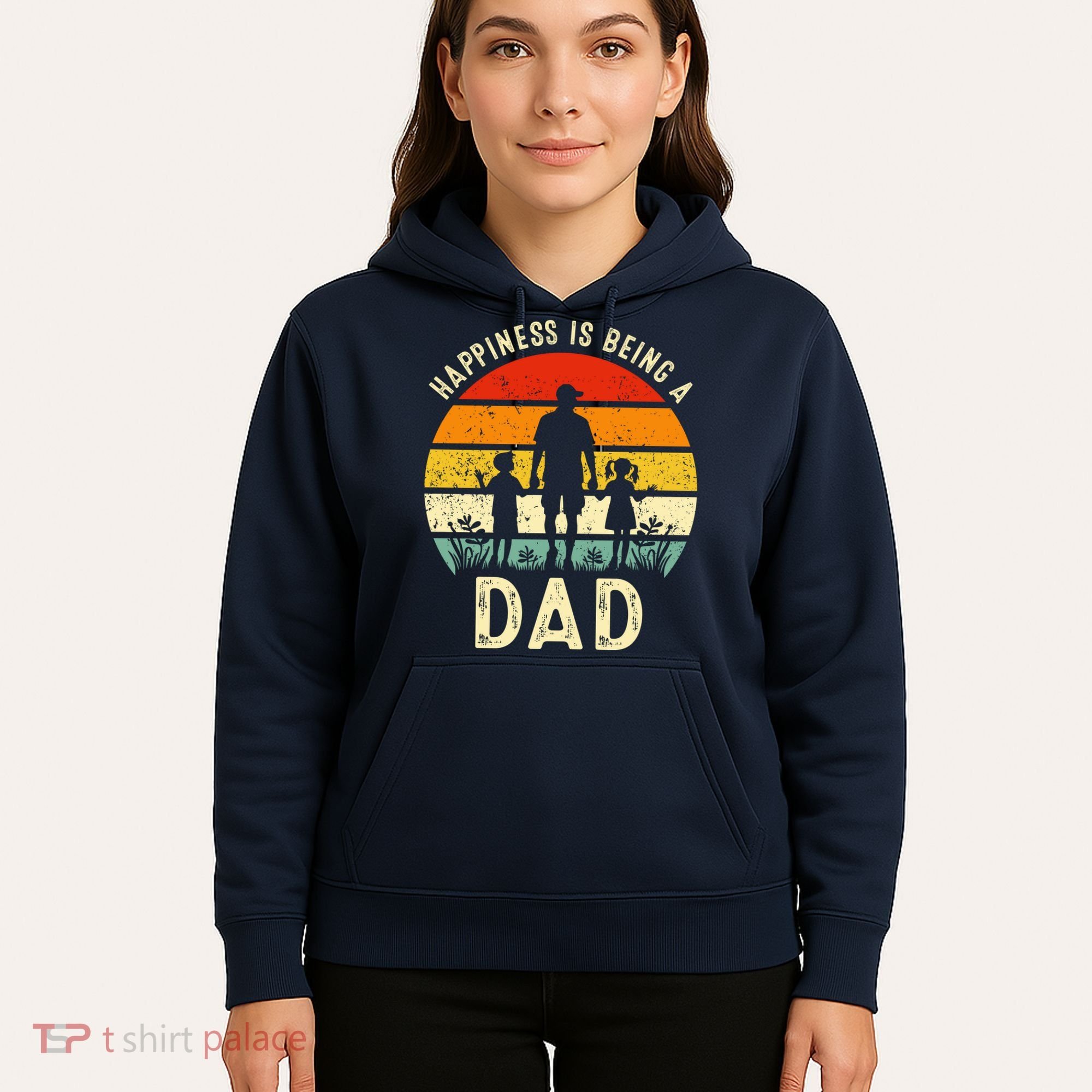 Happiness Is Being A Dad Father's Day Retro Sunset Hoodie