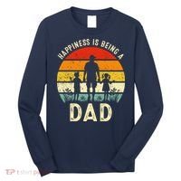 Happiness Is Being A Dad Father's Day Retro Sunset Long Sleeve Shirt thumb 0