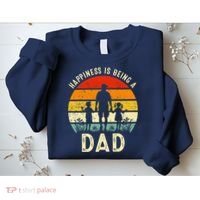 Happiness Is Being A Dad Father's Day Retro Sunset Sweatshirt thumb 2