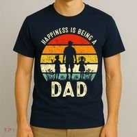 Happiness Is Being A Dad Father's Day Retro Sunset T-Shirt thumb 3