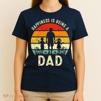 Happiness Is Being A Dad Father's Day Retro Sunset T-Shirt thumb 4