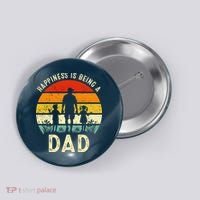Happiness Is Being A Dad Father's Day Retro Sunset Button thumb 0