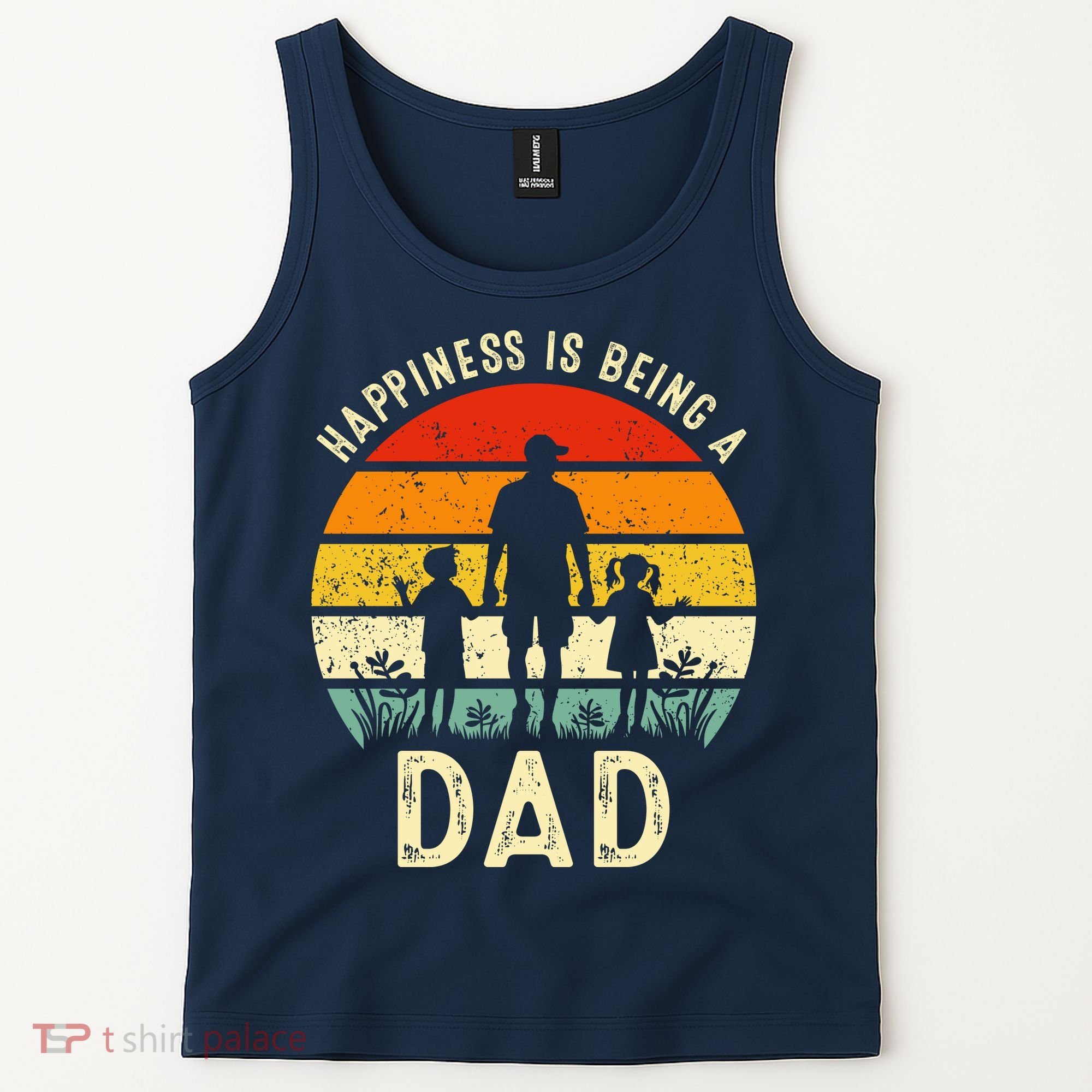Happiness Is Being A Dad Father's Day Retro Sunset Tank Top