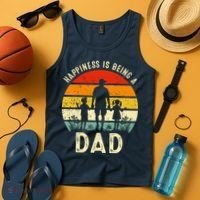 Happiness Is Being A Dad Father's Day Retro Sunset Tank Top thumb 4