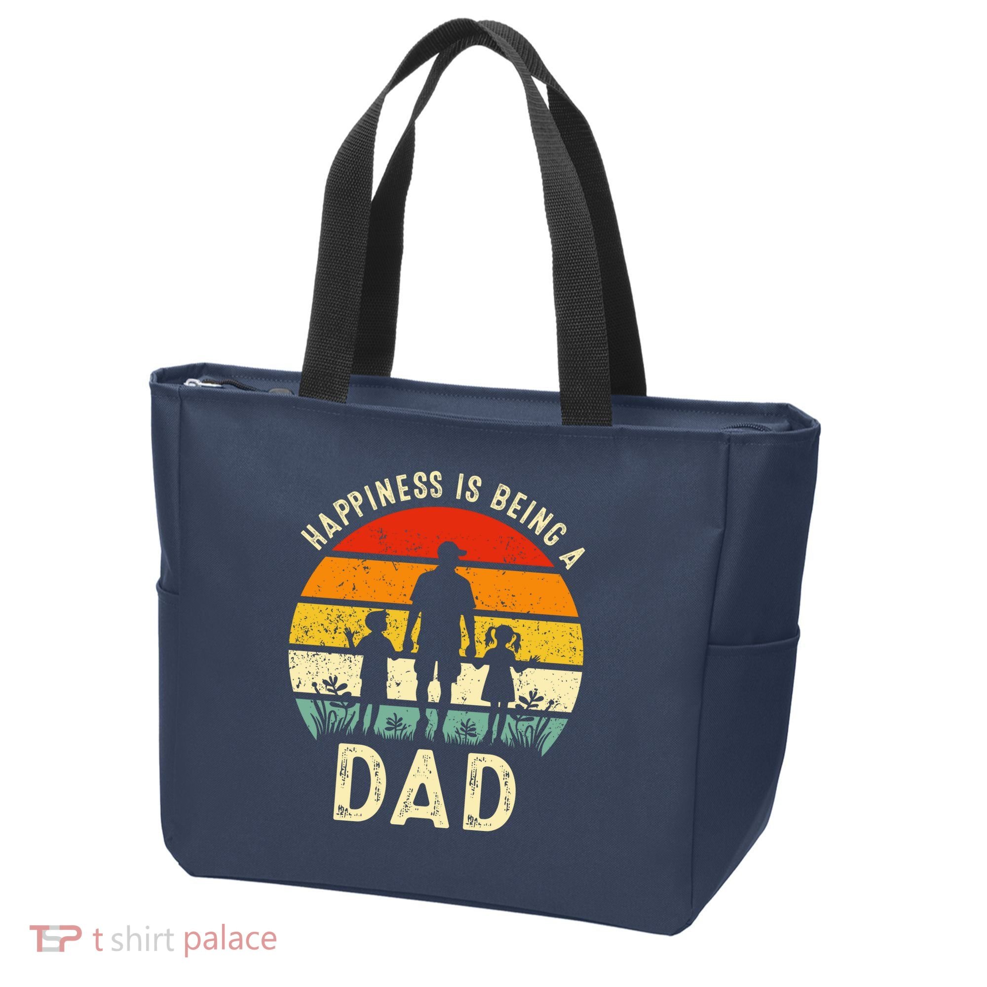 Happiness Is Being A Dad Father's Day Retro Sunset Tote Bag