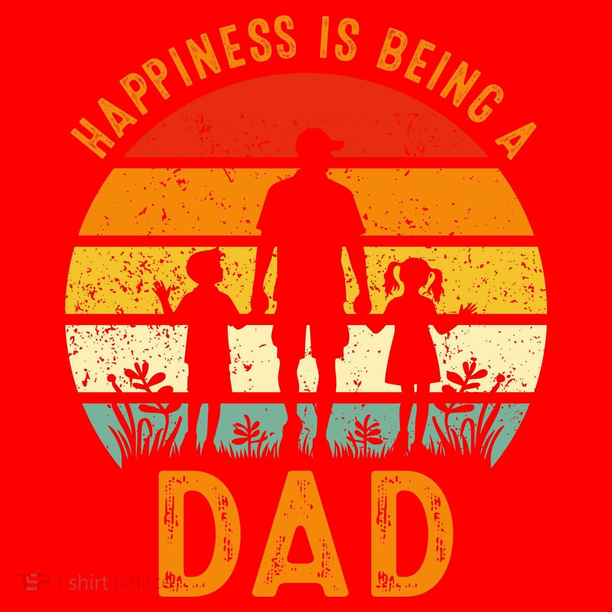 Happiness Is Being A Dad Father's Day Retro Sunset Santa Hat