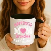 Happiness Is Being A Mom Grandma And Great Grandma Great Gift Coffee Mug thumb 3