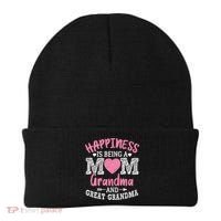 Happiness Is Being A Mom Grandma And Great Grandma Great Gift Beanie thumb 0
