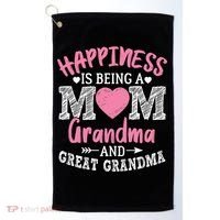 Happiness Is Being A Mom Grandma And Great Grandma Great Gift Golf Towel thumb 0