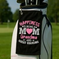 Happiness Is Being A Mom Grandma And Great Grandma Great Gift Golf Towel thumb 2