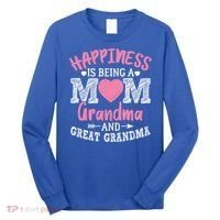 Happiness Is Being A Mom Grandma And Great Grandma Great Gift Long Sleeve Shirt thumb 0