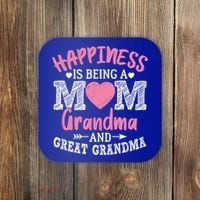 Happiness Is Being A Mom Grandma And Great Grandma Great Gift Coaster thumb 0