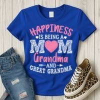 Happiness Is Being A Mom Grandma And Great Grandma Great Gift Women's T-Shirt thumb 3