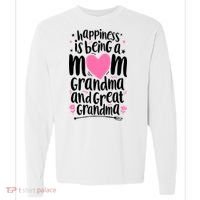 Happiness Is Being A Mom Grandma And Great Grandma Comfort Colors Heavyweight Long Sleeve T-Shirt thumb 0