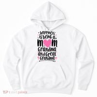 Happiness Is Being A Mom Grandma And Great Grandma Hoodie thumb 0