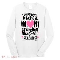 Happiness Is Being A Mom Grandma And Great Grandma Long Sleeve Shirt thumb 0