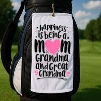 Happiness Is Being A Mom Grandma And Great Grandma Golf Towel thumb 2