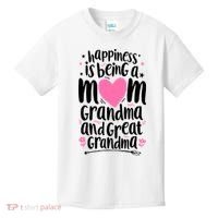 Happiness Is Being A Mom Grandma And Great Grandma Kids T-Shirt thumb 0