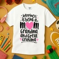 Happiness Is Being A Mom Grandma And Great Grandma Kids T-Shirt thumb 3