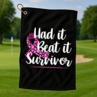 Had It Beat It Survivor Breast Cancer Golf Towel thumb 1