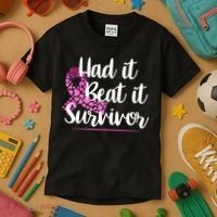 Had It Beat It Survivor Breast Cancer Kids T-Shirt thumb 3