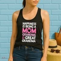 Happiness Is Being A Mom Grandma And Great Grandma Mother Women's Tank Top thumb 2