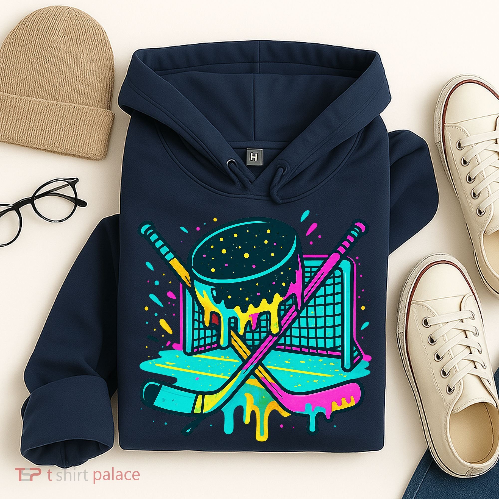 Hockey Ice Cream Drip Hoodie