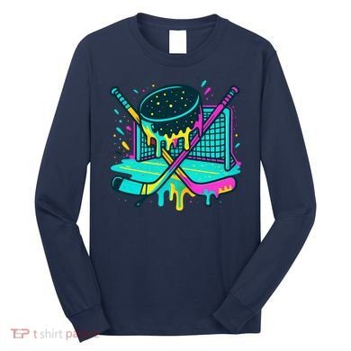 Hockey Ice Cream Drip Long Sleeve Shirt