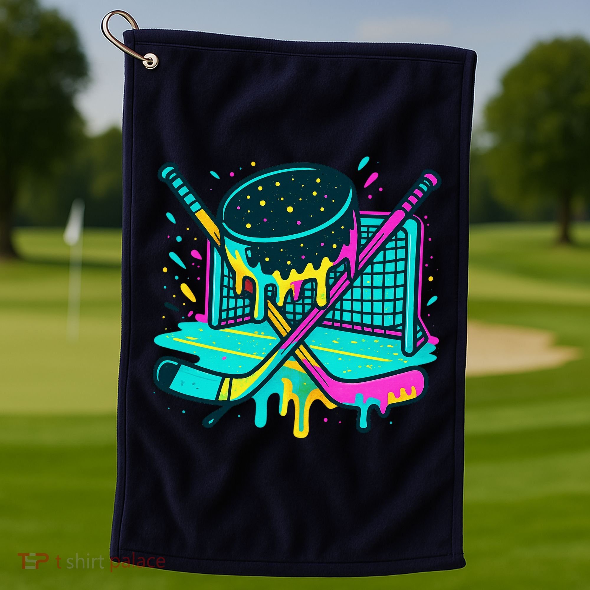 Hockey Ice Cream Drip Golf Towel