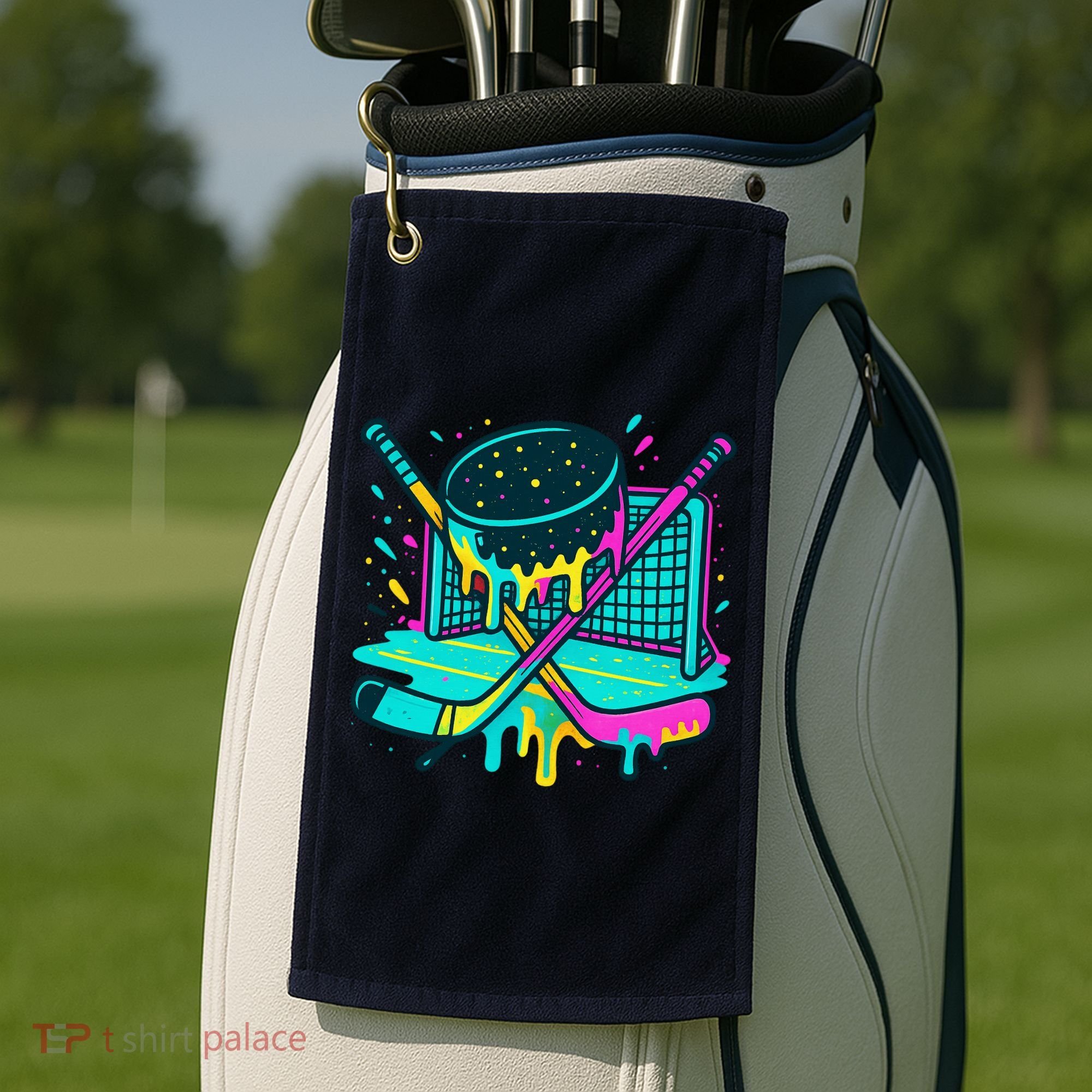 Hockey Ice Cream Drip Golf Towel