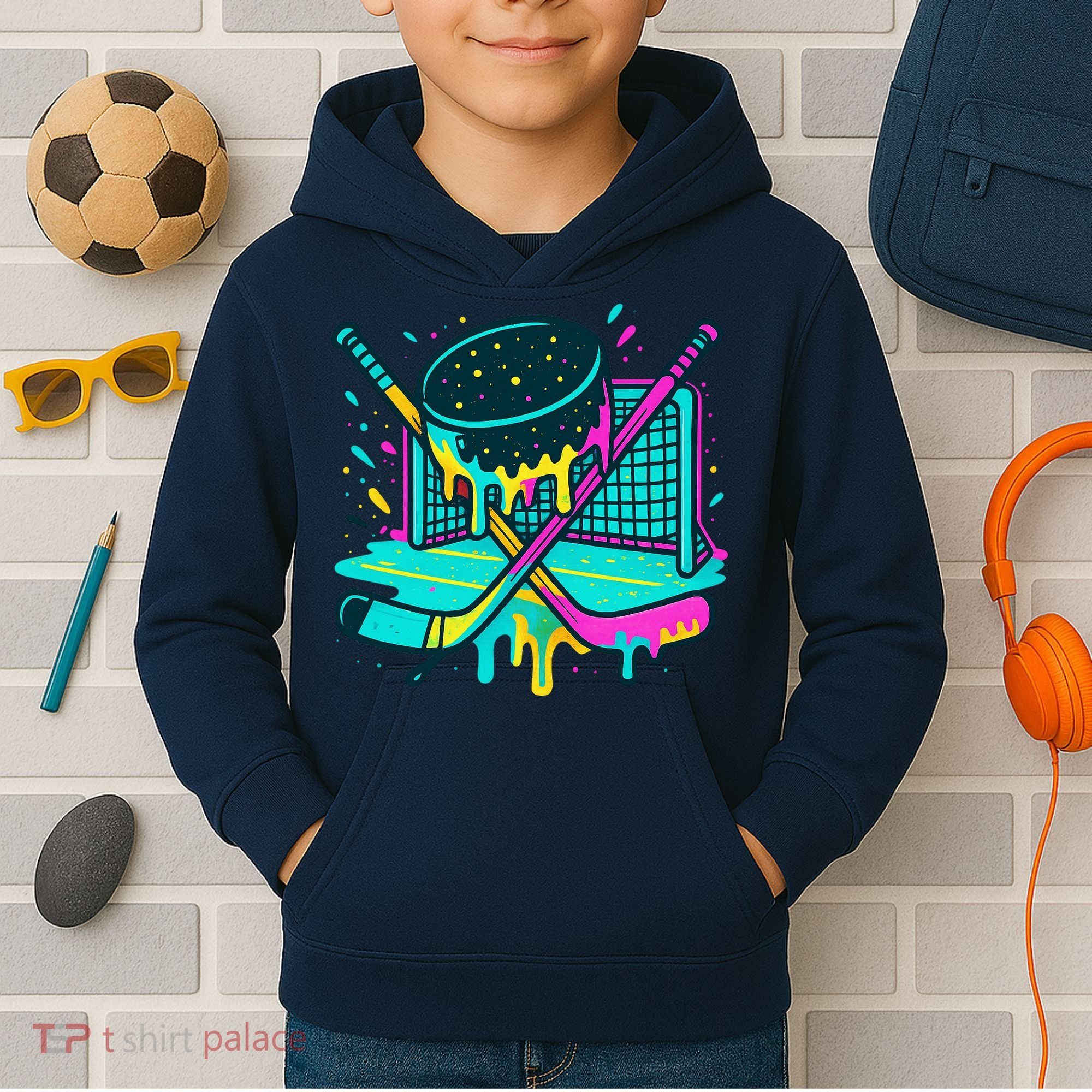 Hockey Ice Cream Drip Kids Hoodie