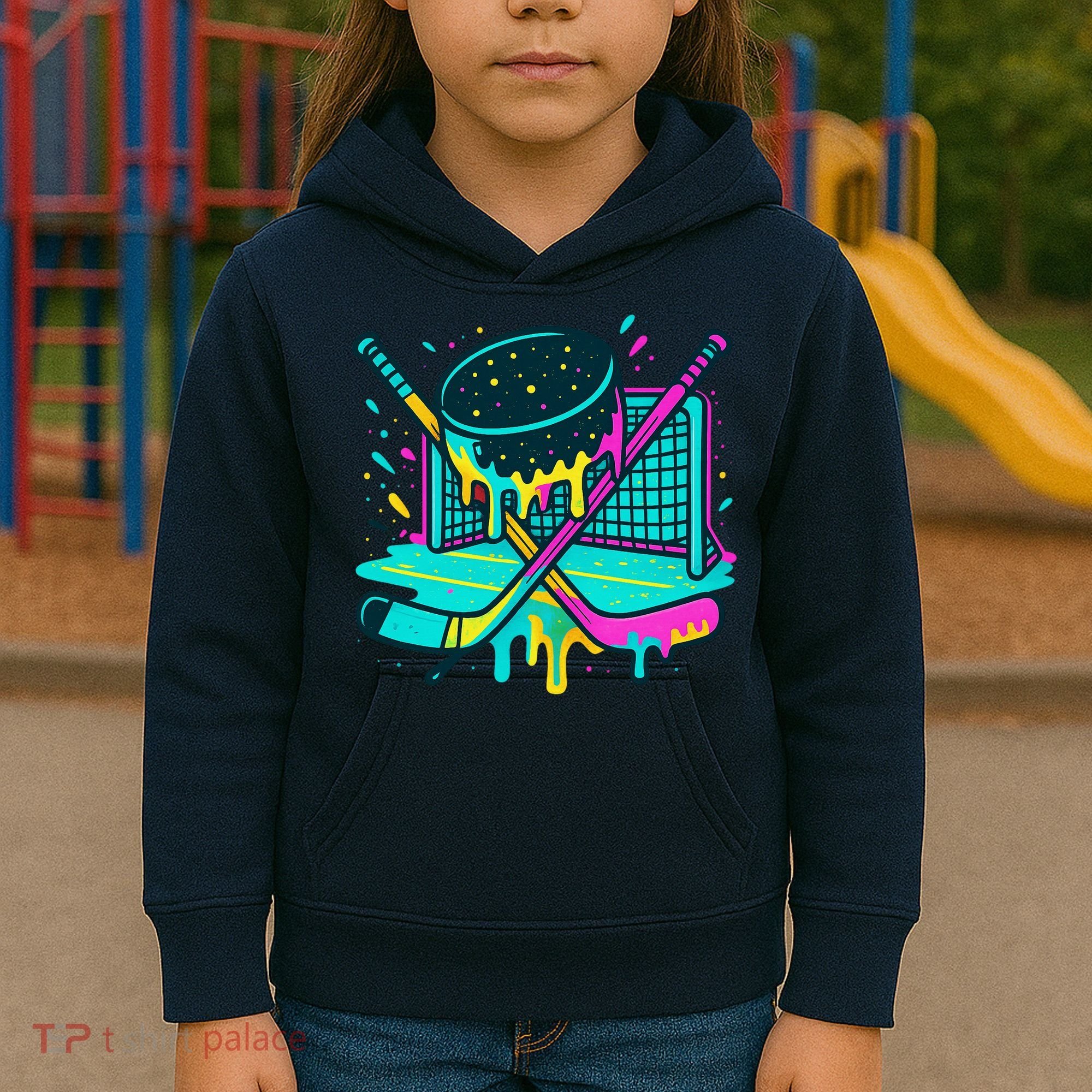 Hockey Ice Cream Drip Kids Hoodie