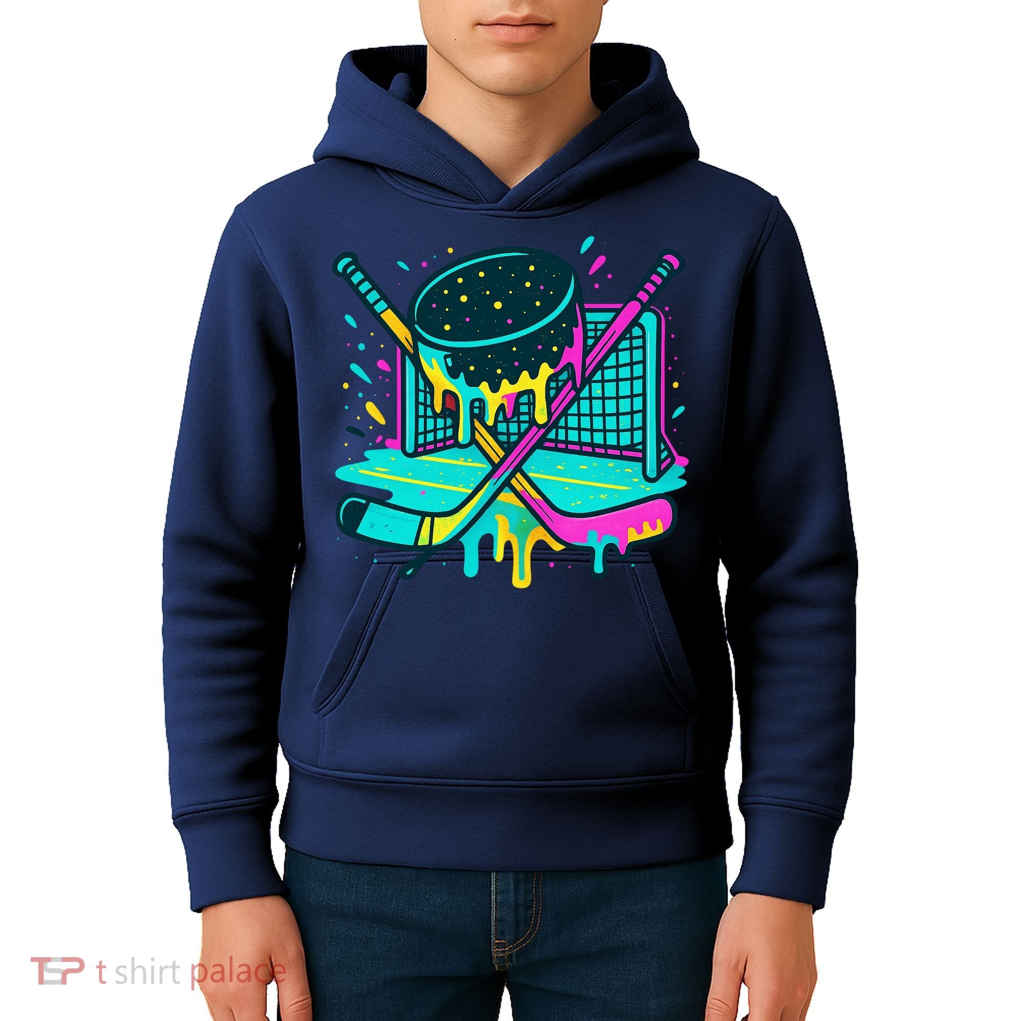 Hockey Ice Cream Drip Kids Hoodie