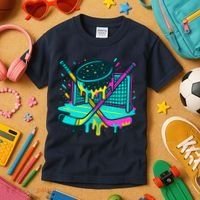 Hockey Ice Cream Drip Kids T-Shirt thumb 3