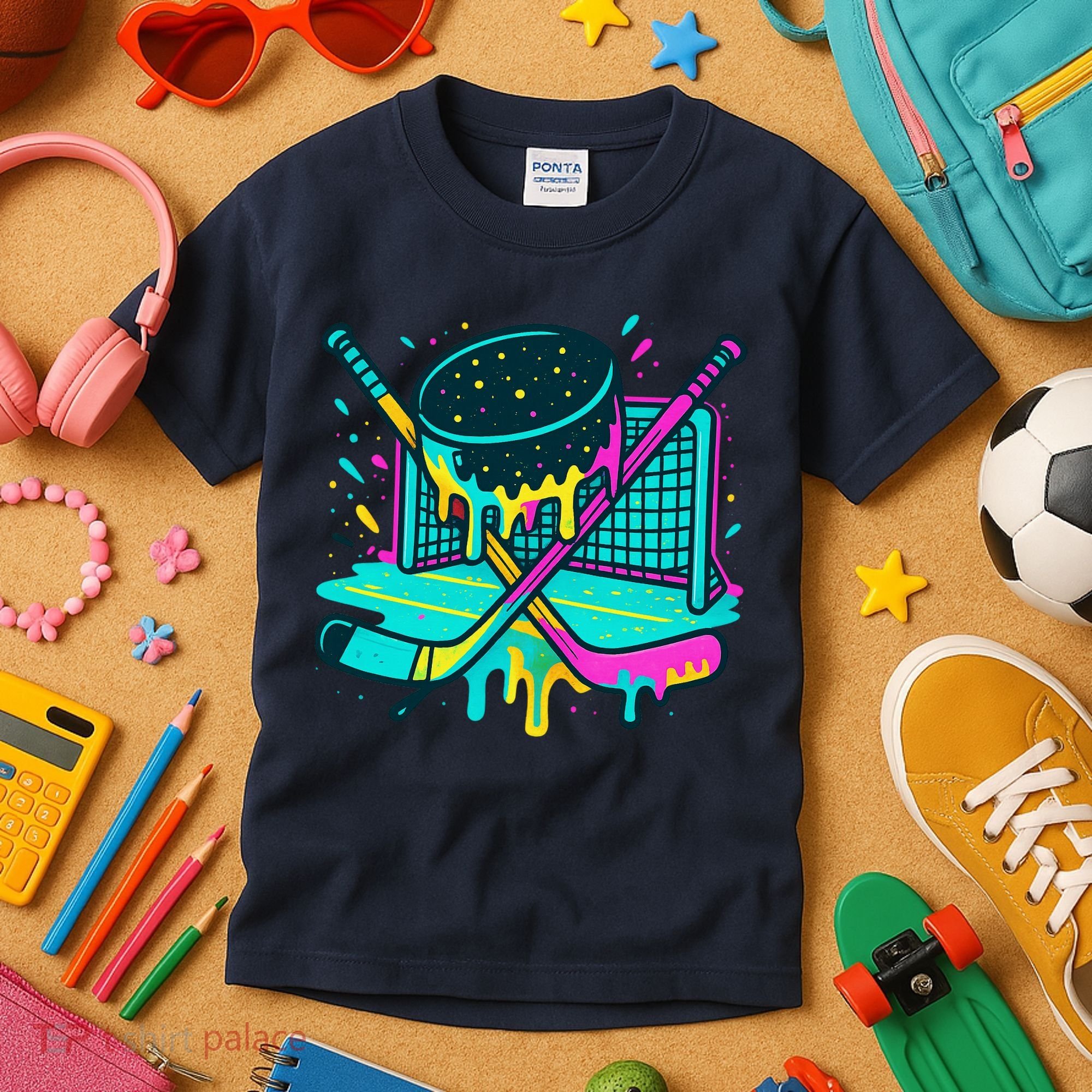 Hockey Ice Cream Drip Kids T-Shirt