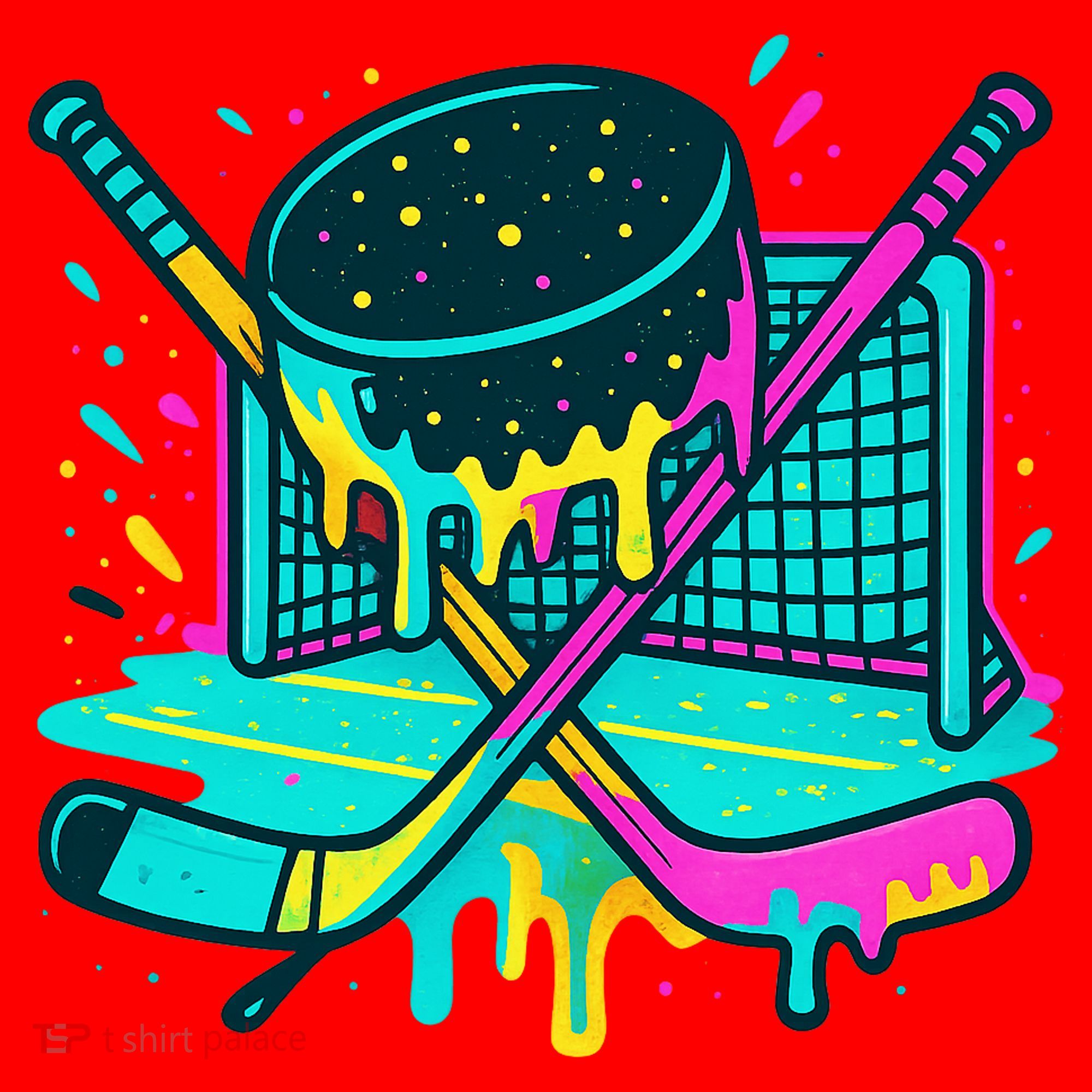 Hockey Ice Cream Drip Santa Hat