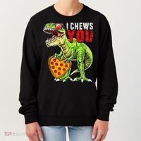 Heart I Chews You T Rex Dinosaur Pizza Valentine's Day Women's Sweatshirt thumb 0