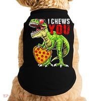 Heart I Chews You T Rex Dinosaur Pizza Valentine's Day Doggie Tank thumb 0