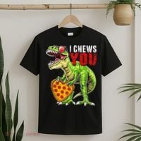Heart I Chews You T Rex Dinosaur Pizza Valentine's Day T-Shirt thumb 2