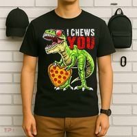 Heart I Chews You T Rex Dinosaur Pizza Valentine's Day T-Shirt thumb 6