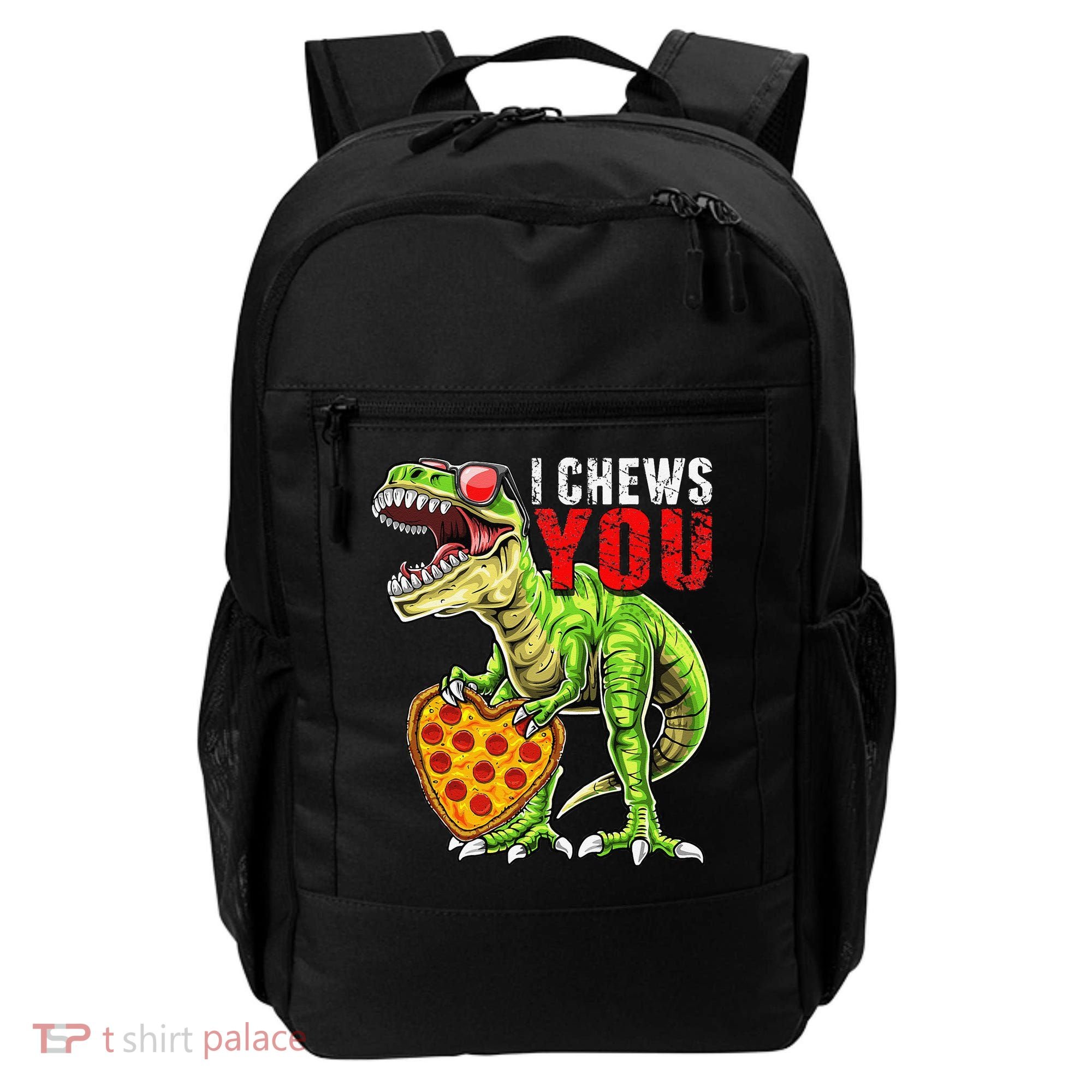 Heart I Chews You T Rex Dinosaur Pizza Valentine's Day Backpack