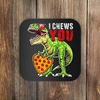 Heart I Chews You T Rex Dinosaur Pizza Valentine's Day Coaster thumb 0