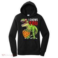 Heart I Chews You T Rex Dinosaur Pizza Valentine's Day Women's Hoodie thumb 0
