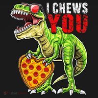 Heart I Chews You T Rex Dinosaur Pizza Valentine's Day Women's Hoodie thumb 2