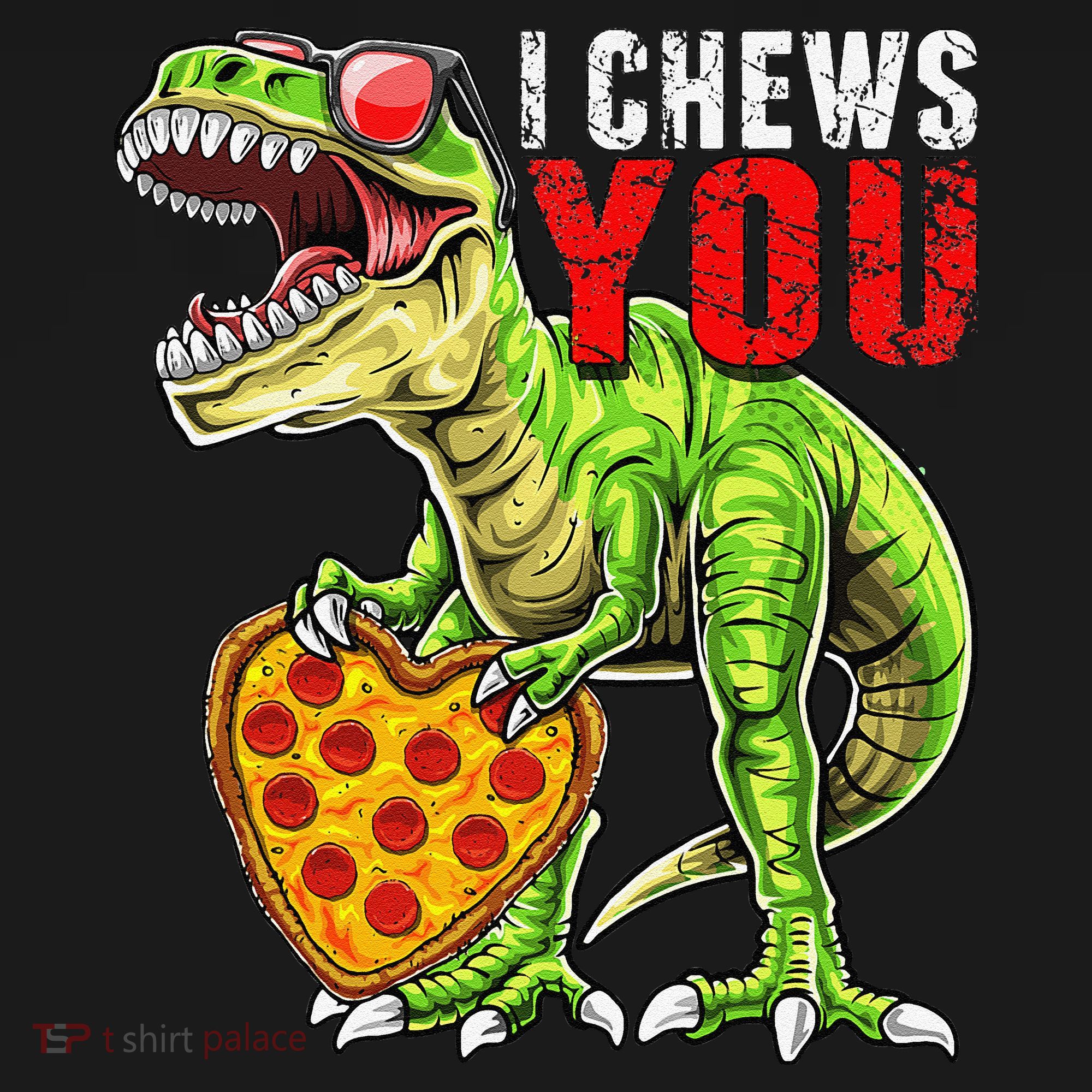 Heart I Chews You T Rex Dinosaur Pizza Valentine's Day Women's Hoodie