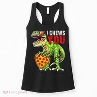 Heart I Chews You T Rex Dinosaur Pizza Valentine's Day Women's Tank Top thumb 0
