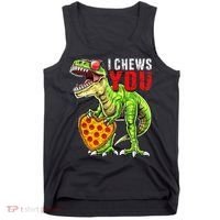 Heart I Chews You T Rex Dinosaur Pizza Valentine's Day Tank Top thumb 0