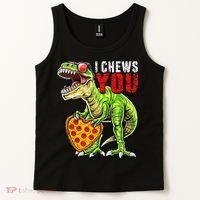 Heart I Chews You T Rex Dinosaur Pizza Valentine's Day Tank Top thumb 2